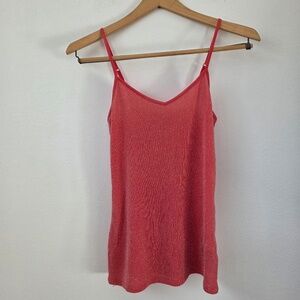 Express Glittery Pink/Red V Neck Tank Top - XS